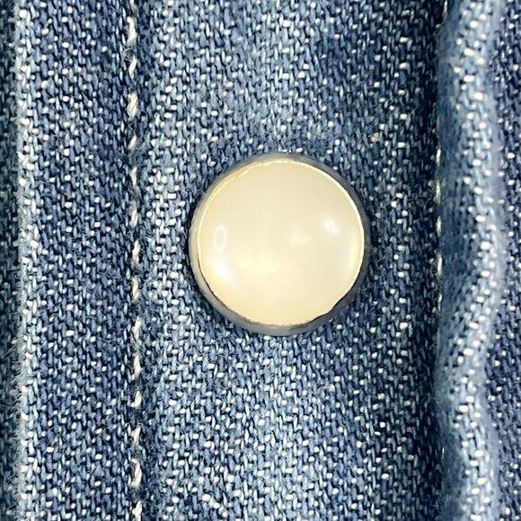Ditch Plains Mens Denim Western Pearl Snap Cowboy Cut Shirt - Blue, Size M - Picture 7 of 10